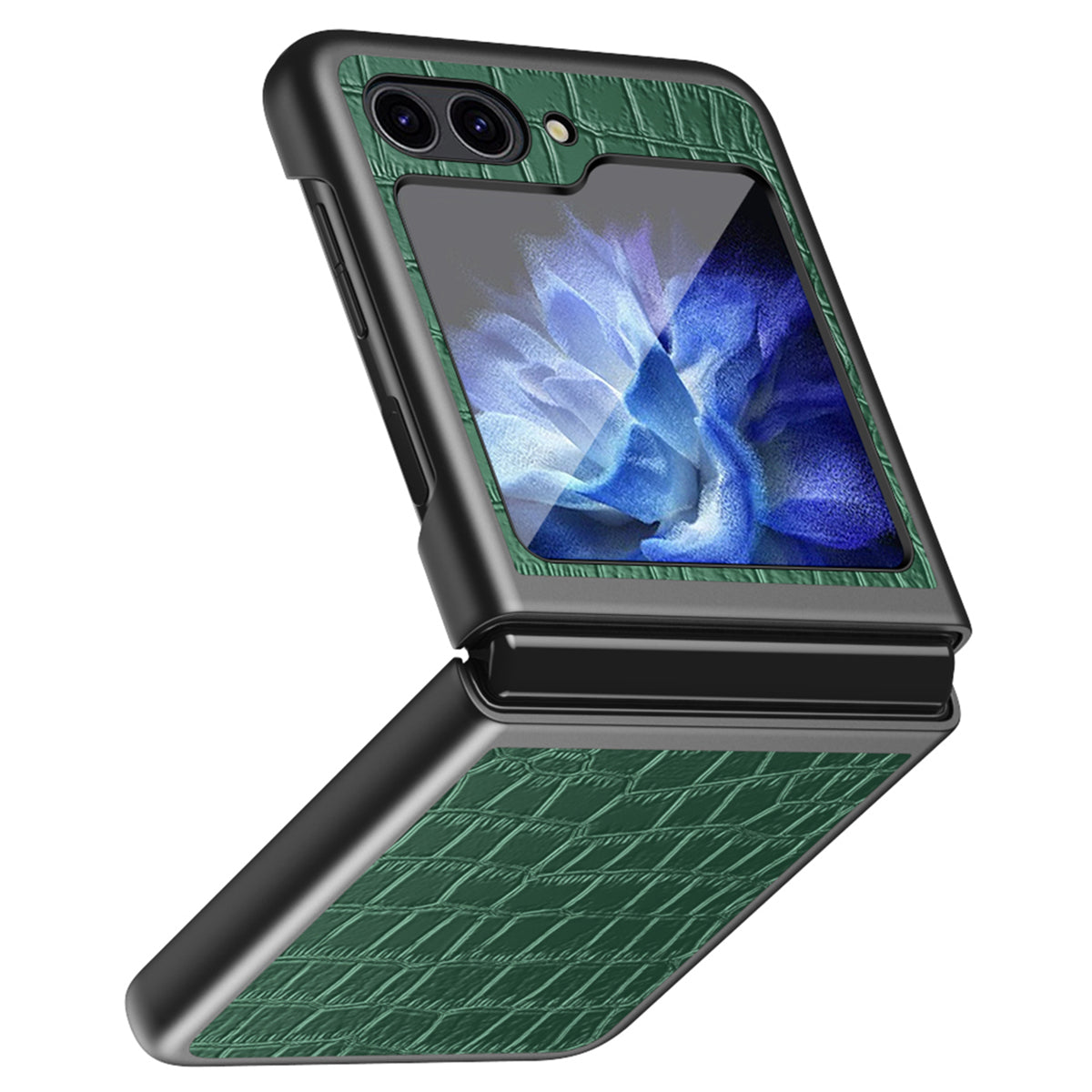For Samsung Galaxy Z Flip6 5G Case Crocodile Texture PU Leather Back Cover - Green