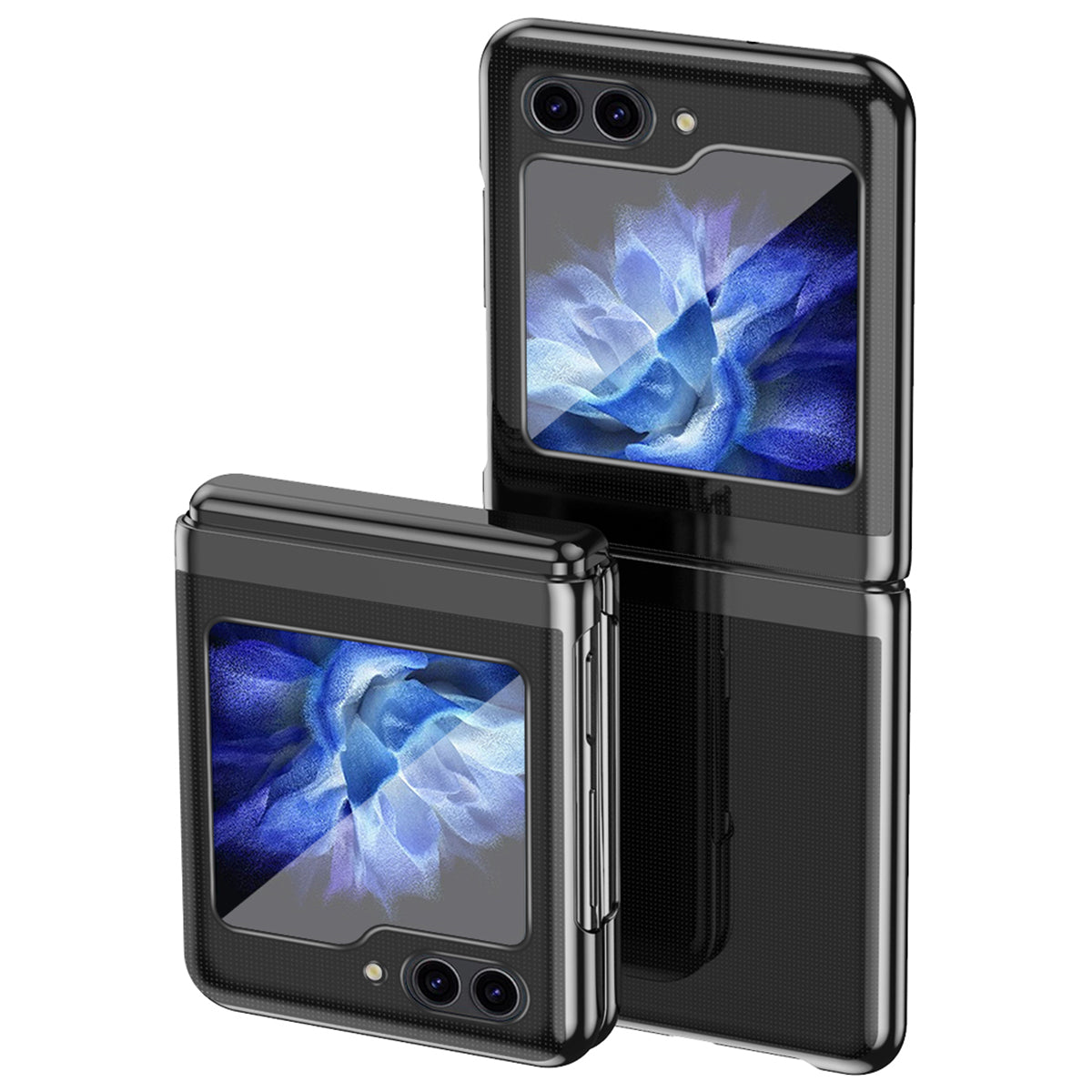 For Samsung Galaxy Z Flip6 5G Case Clear PC Electroplating Hard Phone Cover - Black