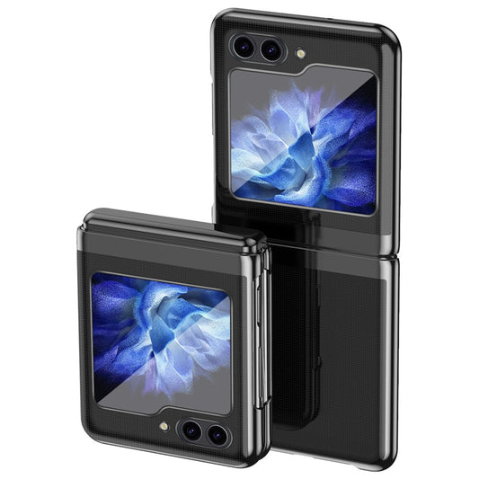 For Samsung Galaxy Z Flip7 FE 5G / Z Flip6 5G / Z Flip5 5G Case Clear PC Electroplating Hard Phone Cover - Black