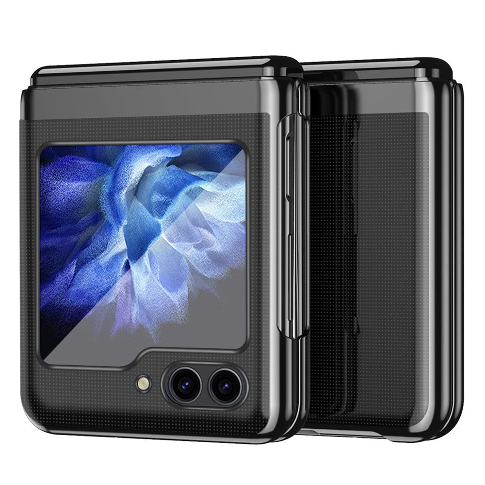 For Samsung Galaxy Z Flip7 FE 5G / Z Flip6 5G / Z Flip5 5G Case Clear PC Electroplating Hard Phone Cover - Black