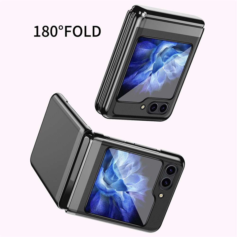 For Samsung Galaxy Z Flip7 FE 5G / Z Flip6 5G / Z Flip5 5G Case Clear PC Electroplating Hard Phone Cover - Black