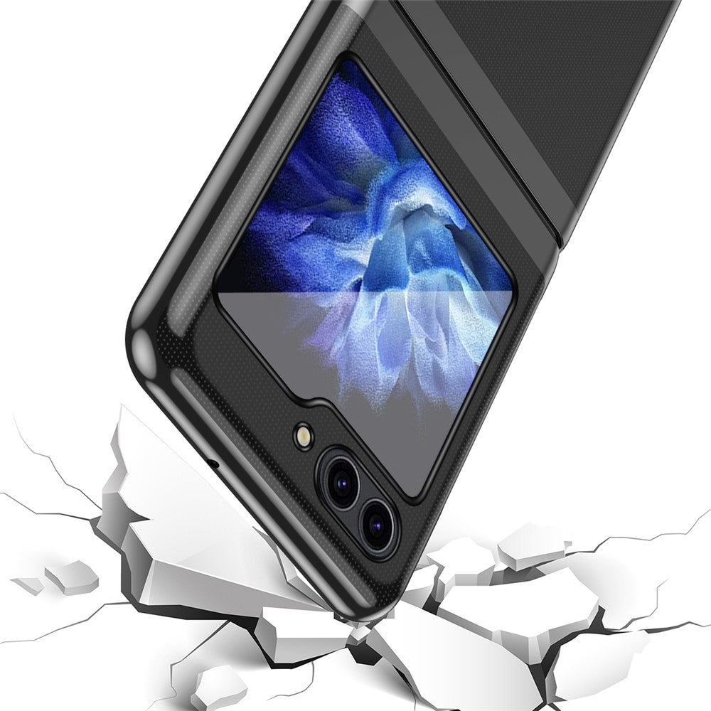 For Samsung Galaxy Z Flip7 FE 5G / Z Flip6 5G / Z Flip5 5G Case Clear PC Electroplating Hard Phone Cover - Black