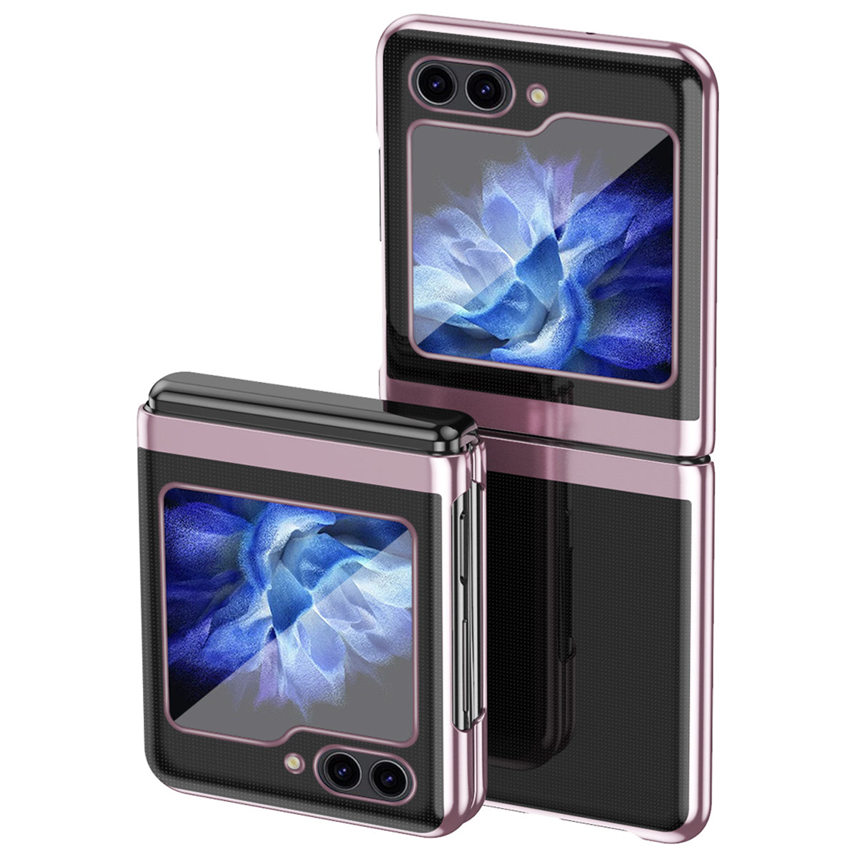 For Samsung Galaxy Z Flip6 5G Case Clear PC Electroplating Hard Phone Cover - Rose Gold