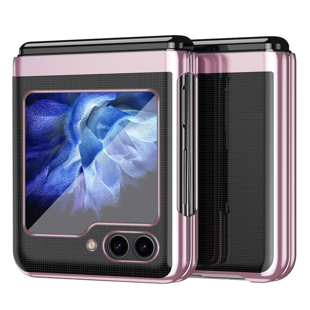 For Samsung Galaxy Z Flip7 FE 5G / Z Flip6 5G / Z Flip5 5G Case Clear PC Electroplating Hard Phone Cover - Rose Gold