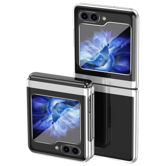 For Samsung Galaxy Z Flip6 5G Case Clear PC Electroplating Hard Phone Cover - Silver