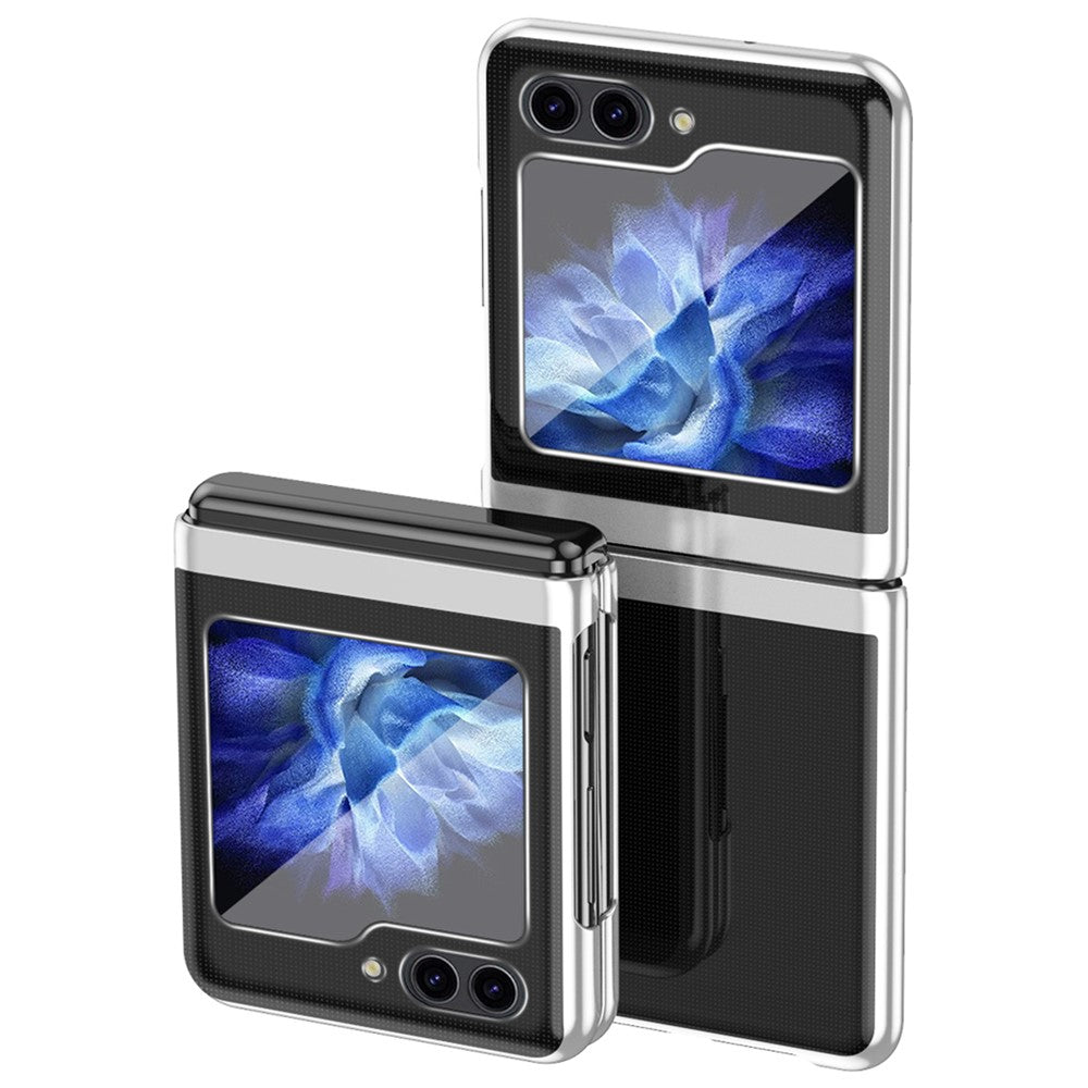 For Samsung Galaxy Z Flip7 FE 5G / Z Flip6 5G / Z Flip5 5G Case Clear PC Electroplating Hard Phone Cover - Silver