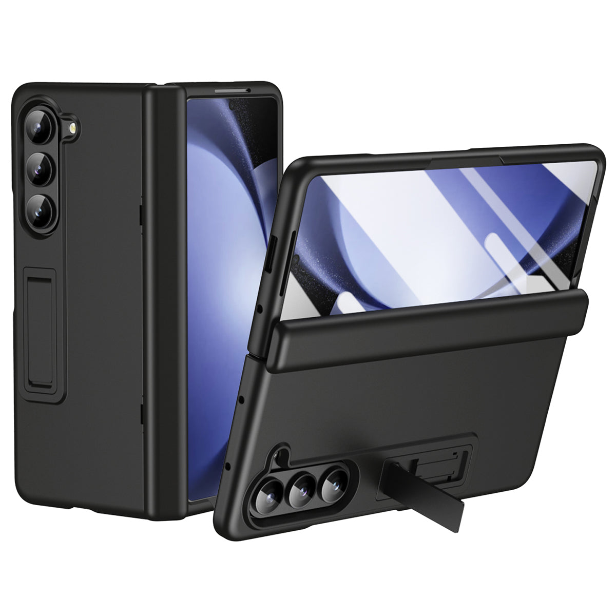 For Samsung Galaxy Z Fold6 5G Case Hard PC Anti-Drop Phone Cover with Kickstand - Black
