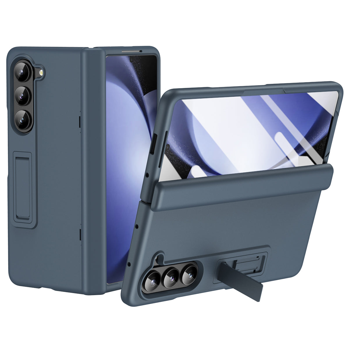 For Samsung Galaxy Z Fold6 5G Case Hard PC Anti-Drop Phone Cover with Kickstand - Grey