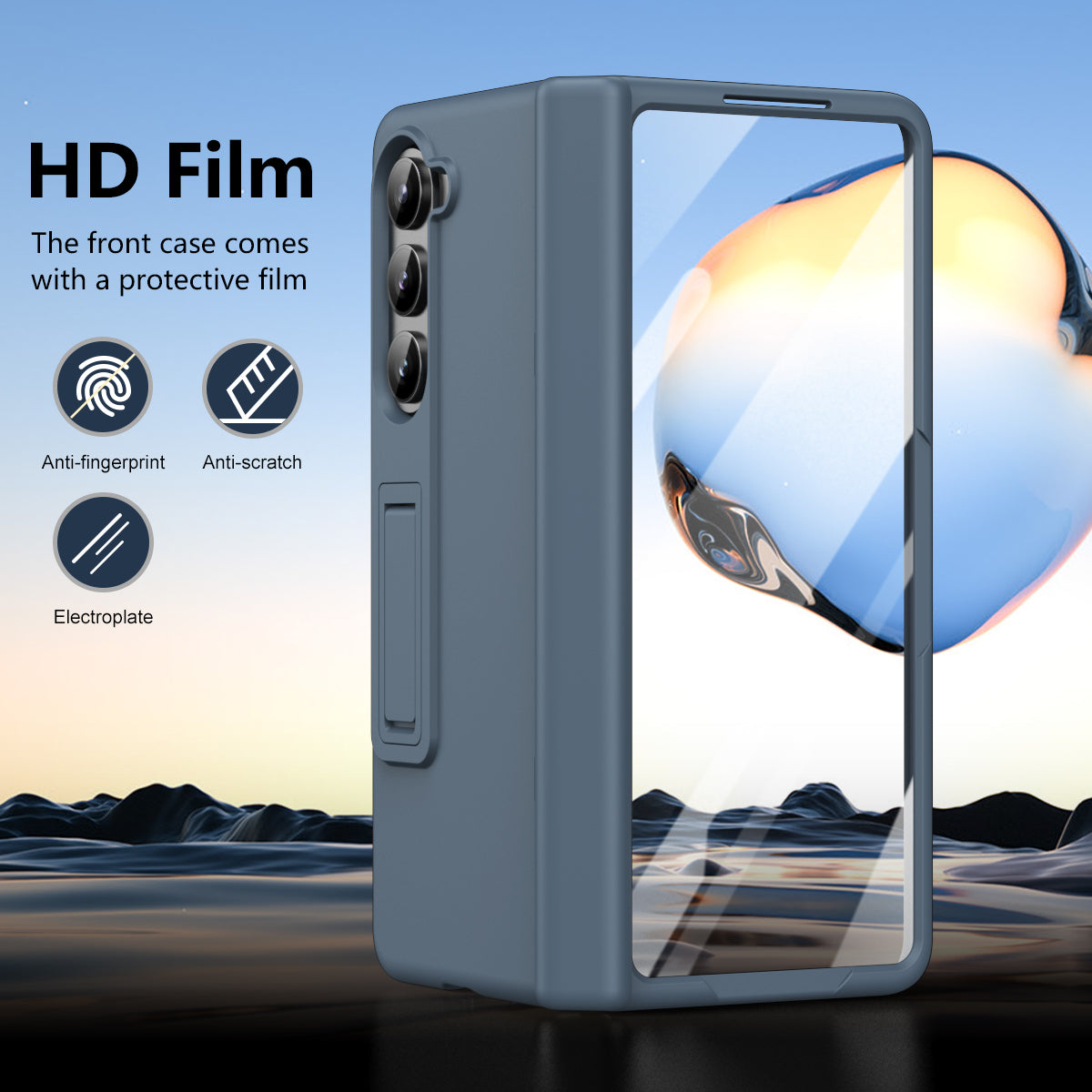 For Samsung Galaxy Z Fold6 5G Case Hard PC Anti-Drop Phone Cover with Kickstand - Grey