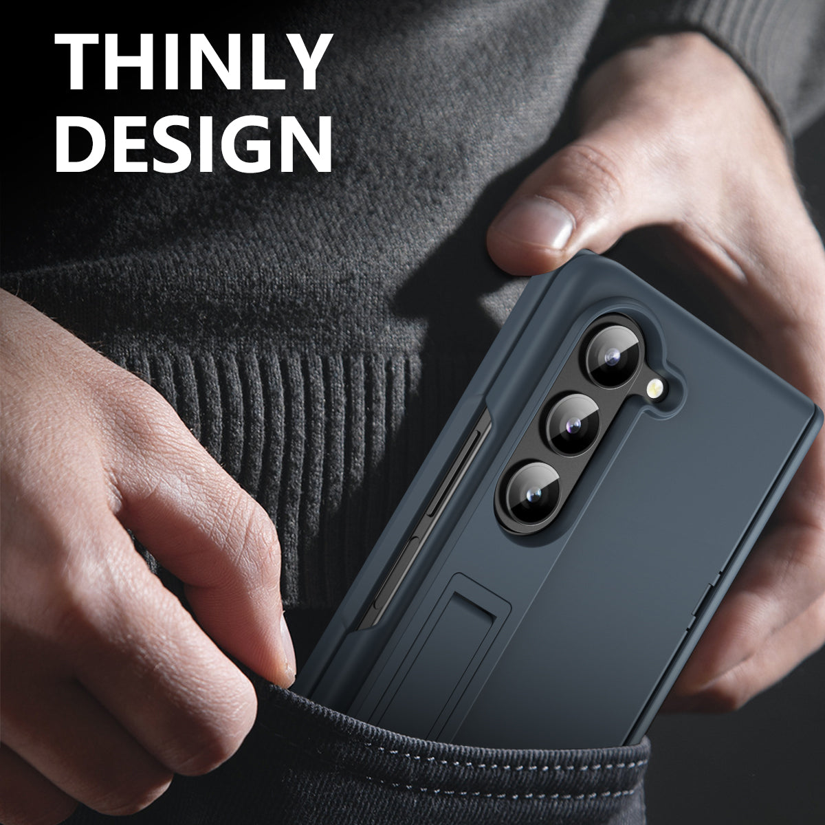 For Samsung Galaxy Z Fold6 5G Case Hard PC Anti-Drop Phone Cover with Kickstand - Grey