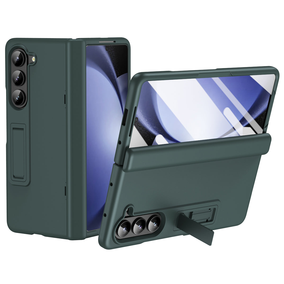 For Samsung Galaxy Z Fold6 5G Case Hard PC Anti-Drop Phone Cover with Kickstand - Green