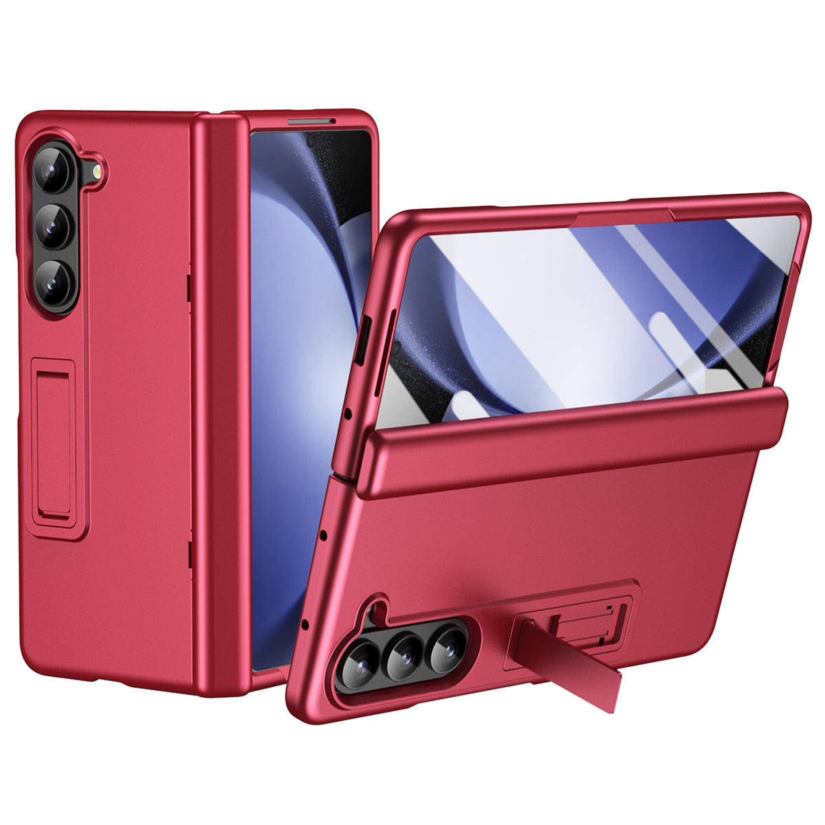 For Samsung Galaxy Z Fold6 5G Case Hard PC Anti-Drop Phone Cover with Kickstand - Red