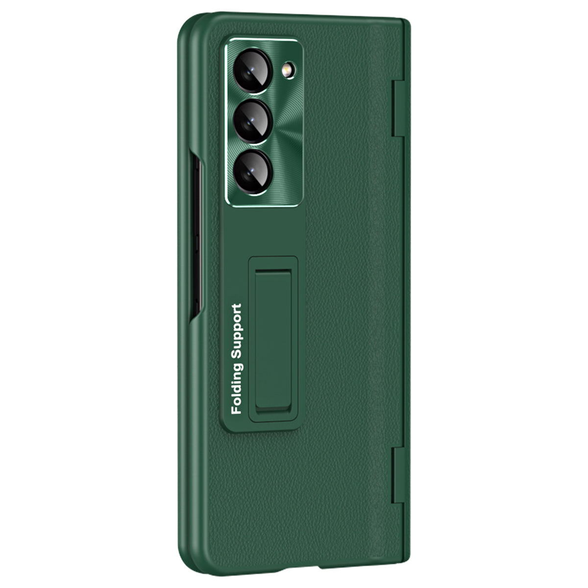 For Samsung Galaxy Z Fold6 5G Kickstand Cover PU Leather+PC Phone Case with Front Screen Film - Green