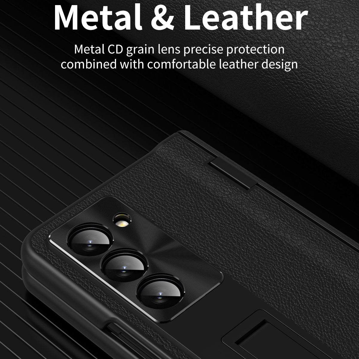 For Samsung Galaxy Z Fold6 5G Kickstand Cover PU Leather+PC Phone Case with Front Screen Film - Brown