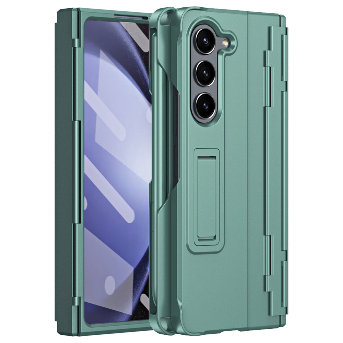 For Samsung Galaxy Z Fold6 5G Case Kickstand Hard PC Phone Cover with Stylus - Green