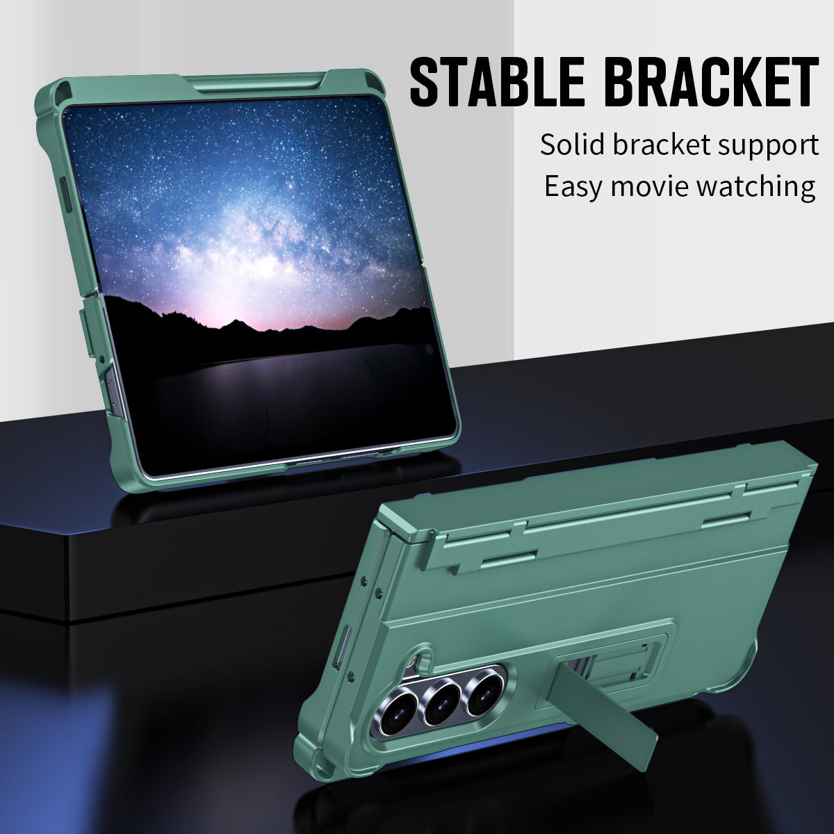 For Samsung Galaxy Z Fold6 5G Case Kickstand Hard PC Phone Cover with Stylus - Green