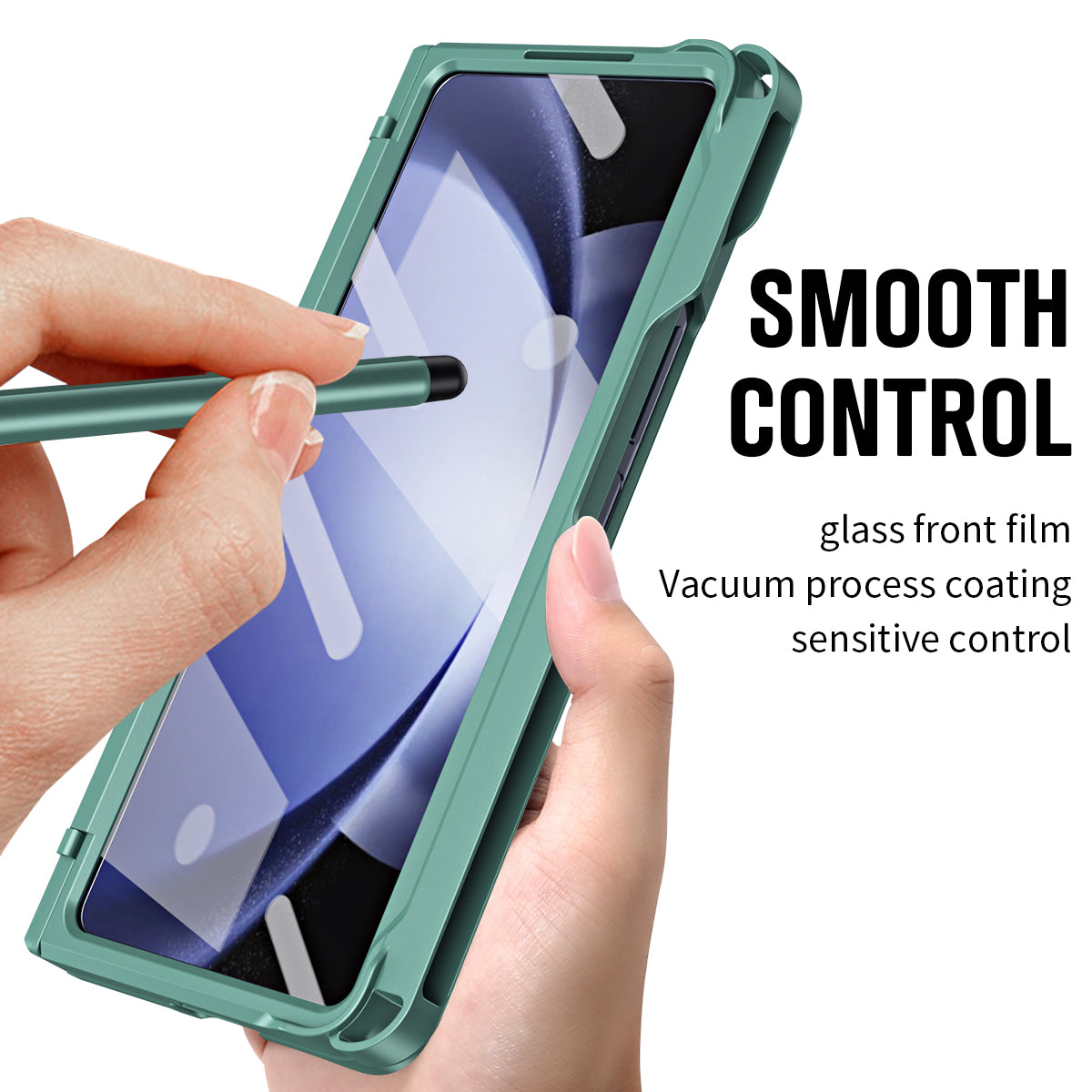 For Samsung Galaxy Z Fold6 5G Case Kickstand Hard PC Phone Cover with Stylus - Green