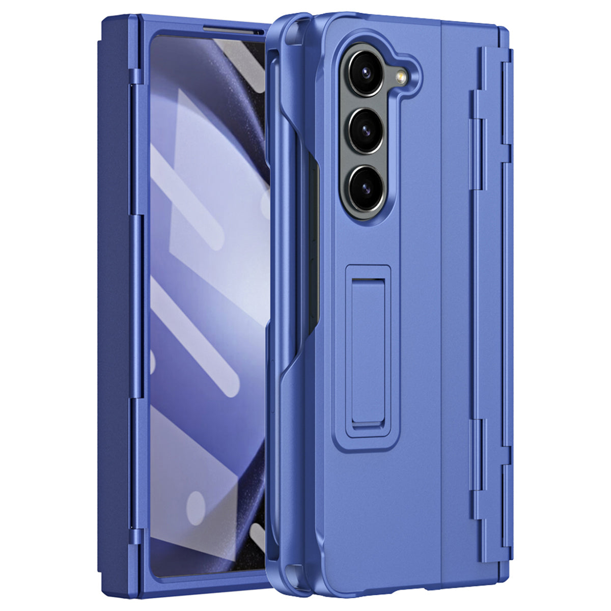 For Samsung Galaxy Z Fold6 5G Case Kickstand Hard PC Phone Cover with Stylus - Sapphire