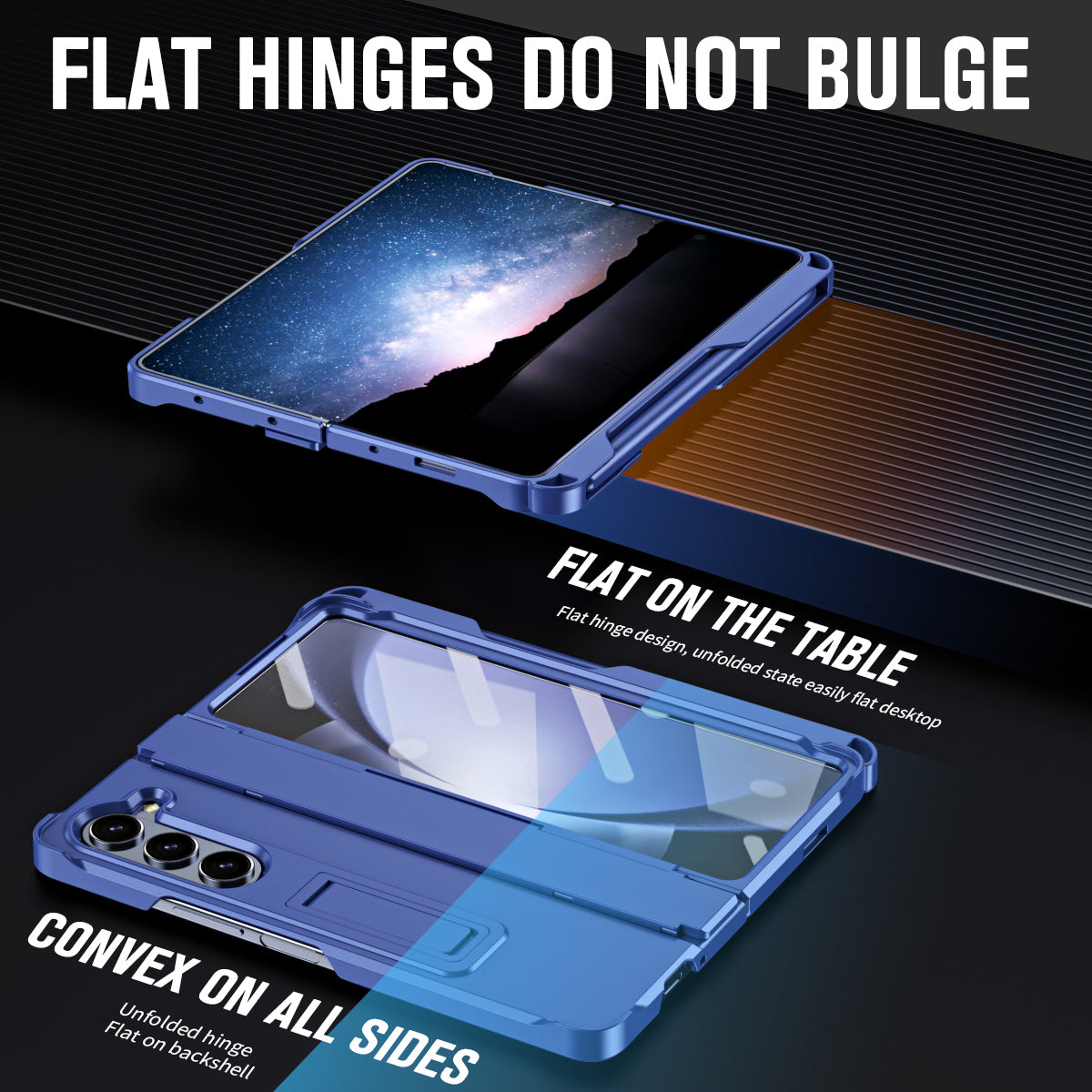 For Samsung Galaxy Z Fold6 5G Case Kickstand Hard PC Phone Cover with Stylus - Sapphire