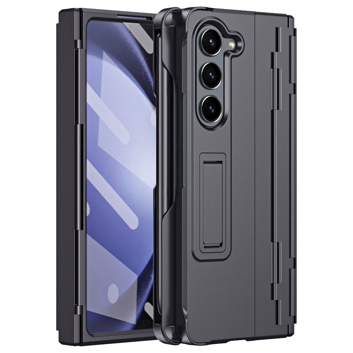 For Samsung Galaxy Z Fold6 5G Case Kickstand Hard PC Phone Cover with Stylus - Black