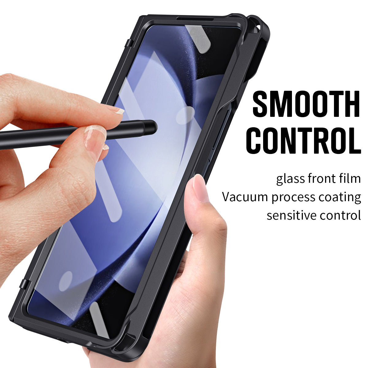 For Samsung Galaxy Z Fold6 5G Case Kickstand Hard PC Phone Cover with Stylus - Black