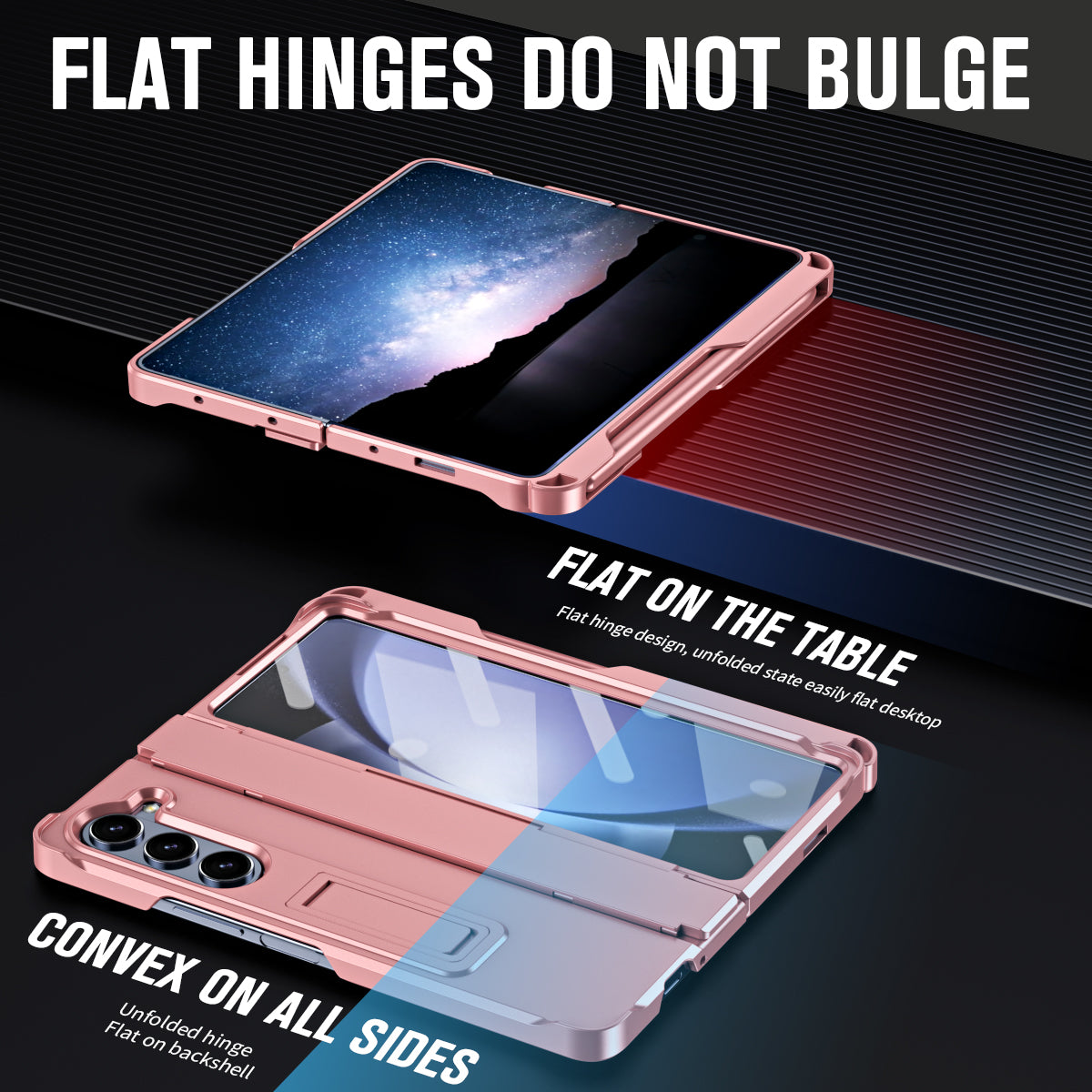 For Samsung Galaxy Z Fold6 5G Case Kickstand Hard PC Phone Cover with Stylus - Pink
