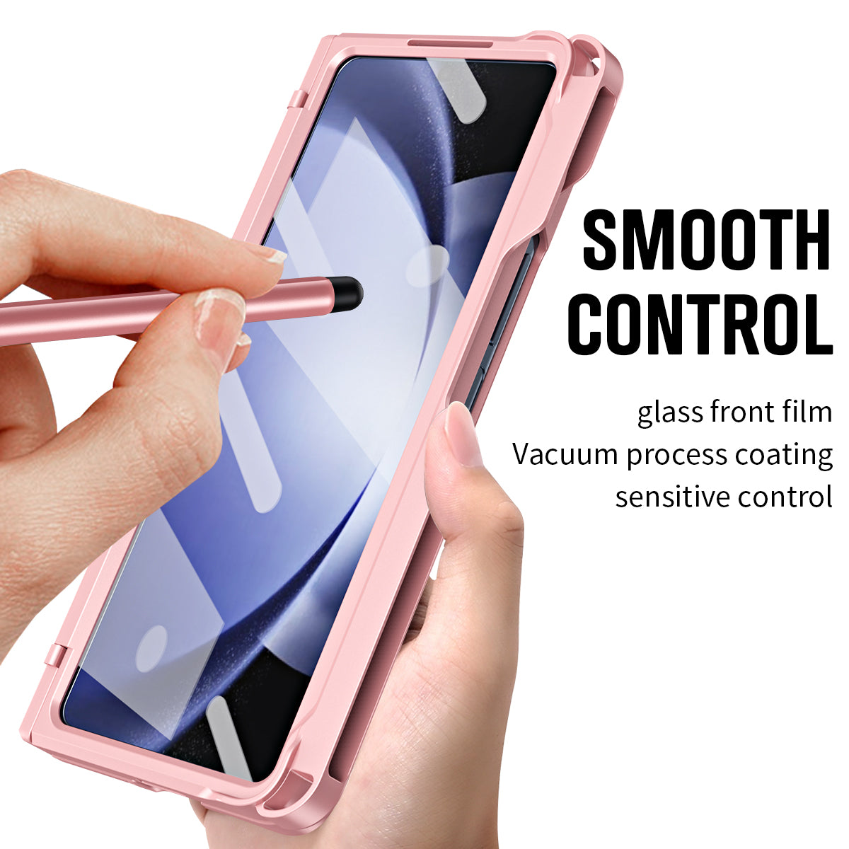 For Samsung Galaxy Z Fold6 5G Case Kickstand Hard PC Phone Cover with Stylus - Pink