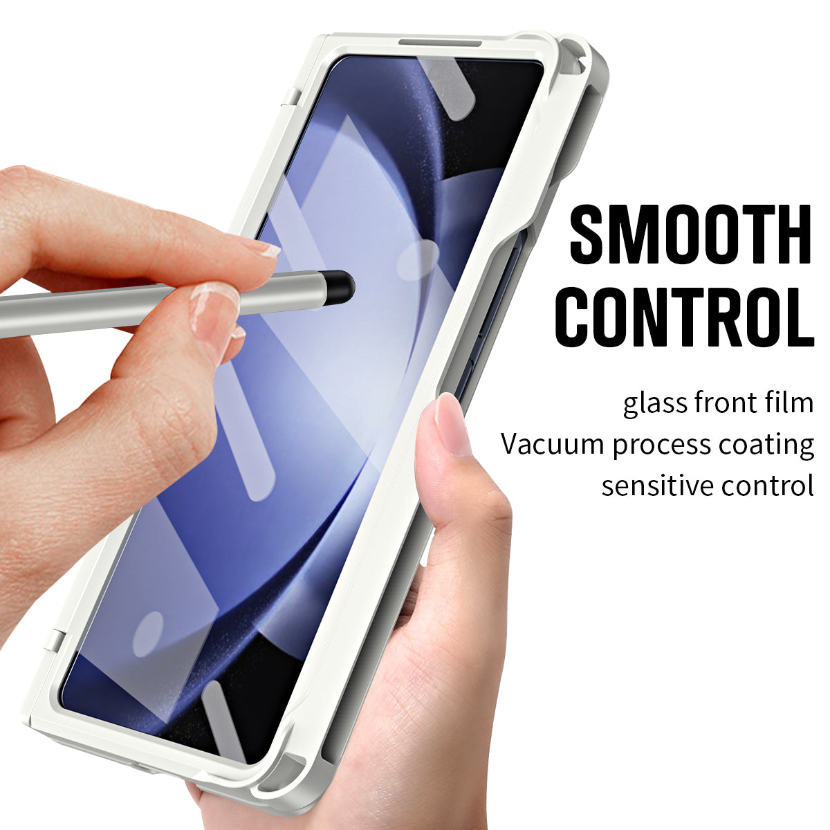 For Samsung Galaxy Z Fold6 5G Case Kickstand Hard PC Phone Cover with Stylus - White