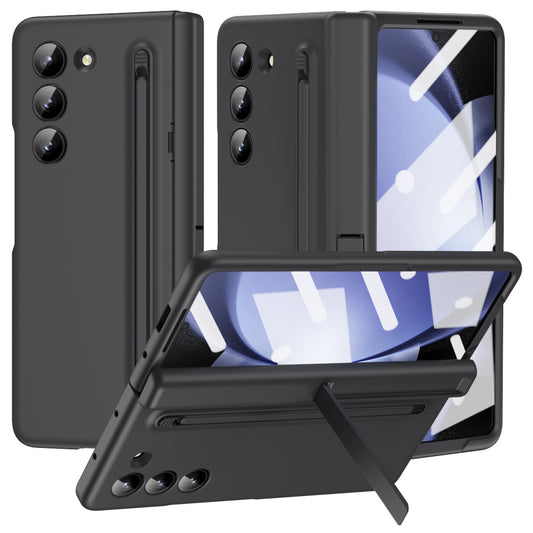For Samsung Galaxy Z Fold6 5G Case Hard PC Phone Cover with Stylus and Tempered Glass Film - Black