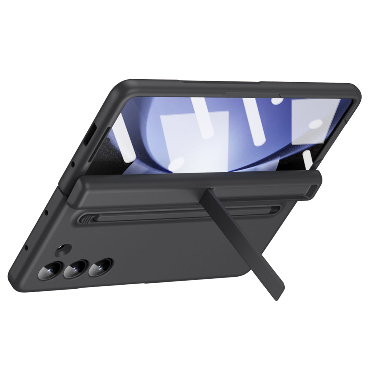 For Samsung Galaxy Z Fold6 5G Case Hard PC Phone Cover with Stylus and Tempered Glass Film - Black
