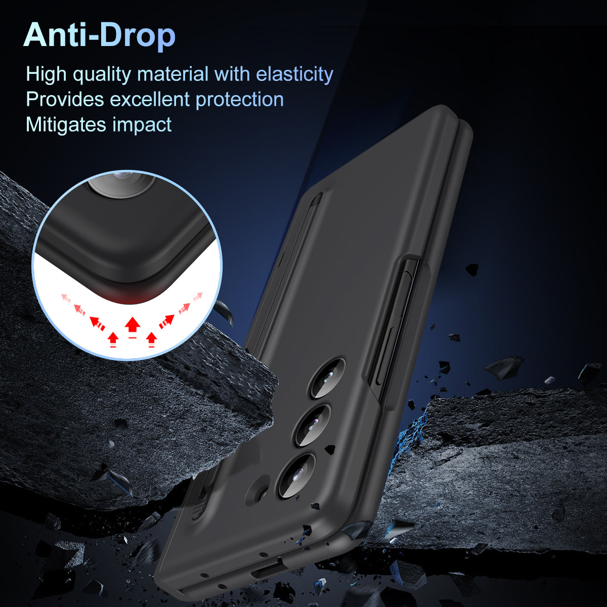 For Samsung Galaxy Z Fold6 5G Case Hard PC Phone Cover with Stylus and Tempered Glass Film - Black
