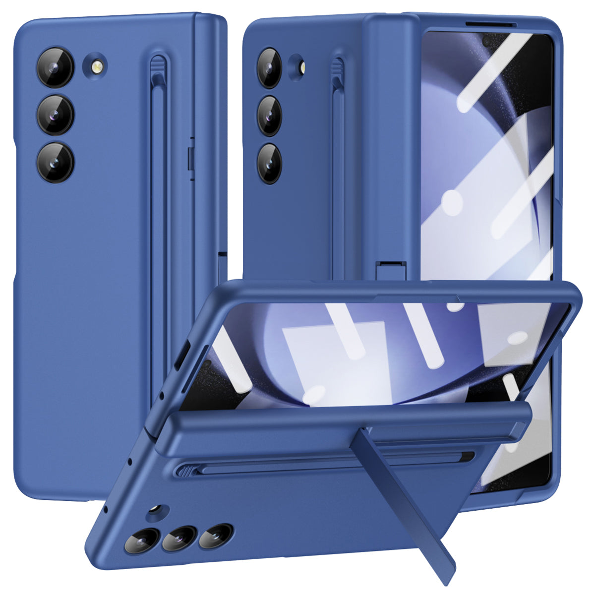 For Samsung Galaxy Z Fold6 5G Case Hard PC Phone Cover with Stylus and Tempered Glass Film - Sapphire