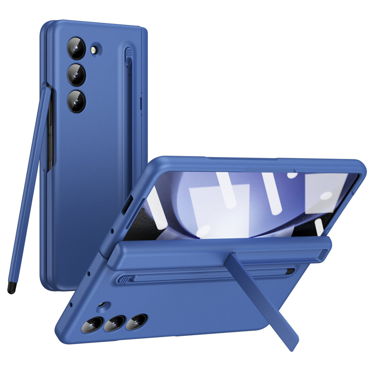 For Samsung Galaxy Z Fold6 5G Case Hard PC Phone Cover with Stylus and Tempered Glass Film - Sapphire