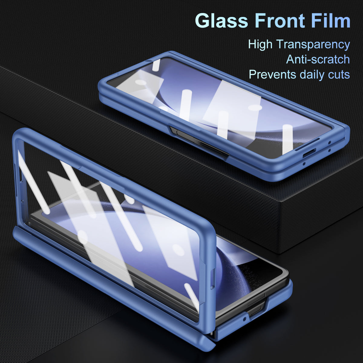 For Samsung Galaxy Z Fold6 5G Case Hard PC Phone Cover with Stylus and Tempered Glass Film - Sapphire