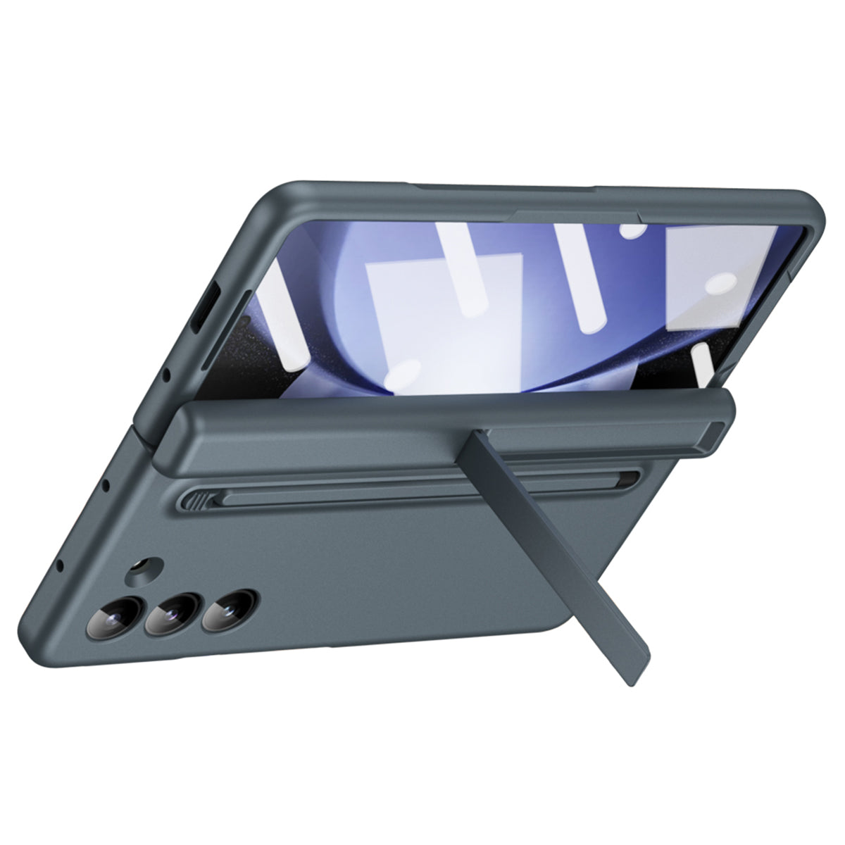 For Samsung Galaxy Z Fold6 5G Case Hard PC Phone Cover with Stylus and Tempered Glass Film - Grey Green