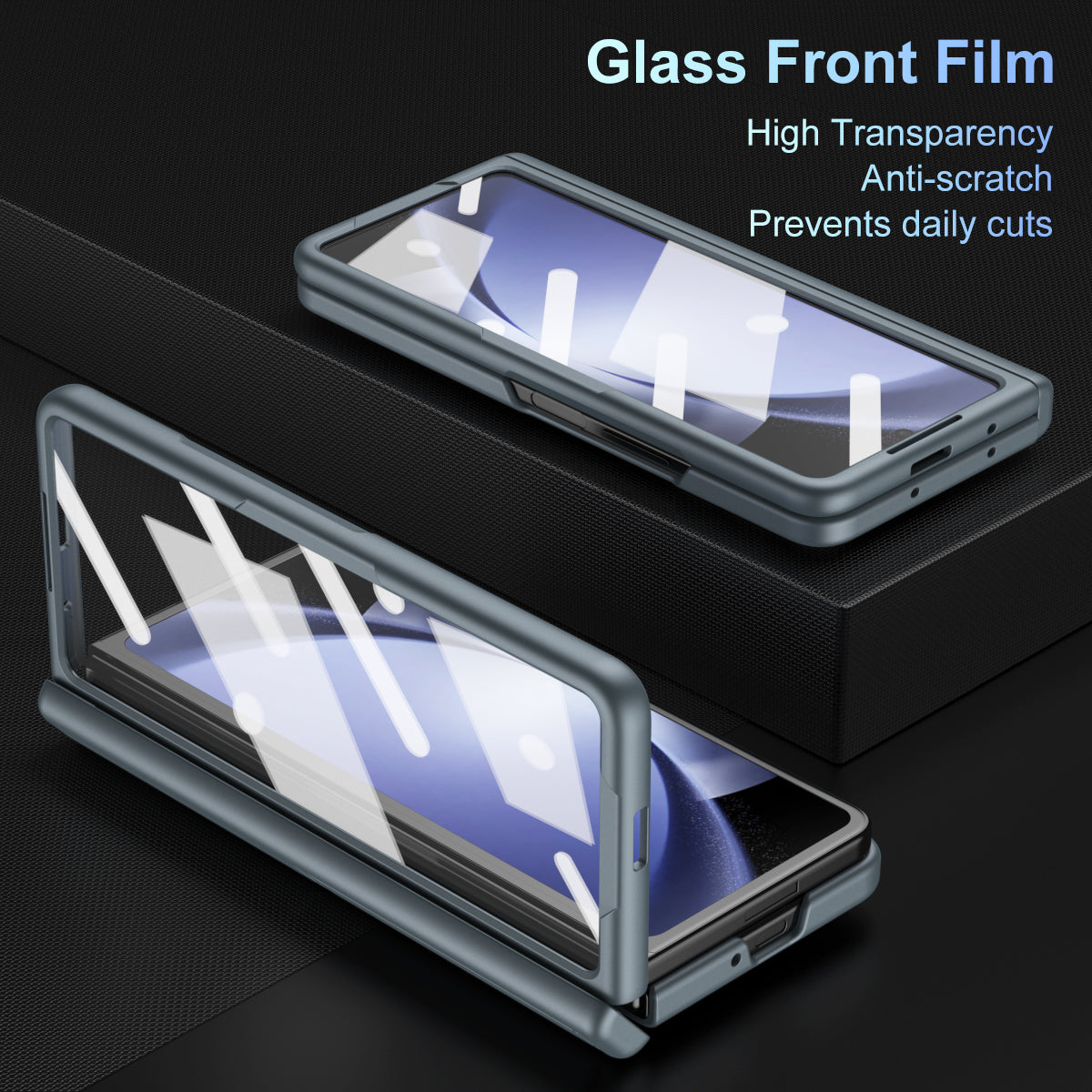 For Samsung Galaxy Z Fold6 5G Case Hard PC Phone Cover with Stylus and Tempered Glass Film - Grey Green