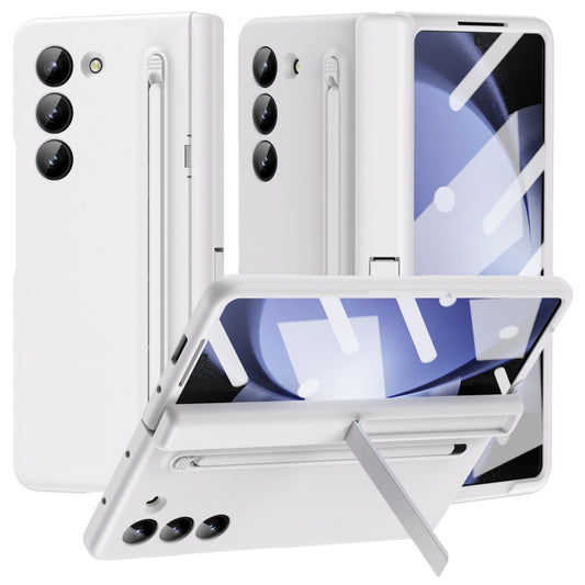 For Samsung Galaxy Z Fold6 5G Case Hard PC Phone Cover with Stylus and Tempered Glass Film - White