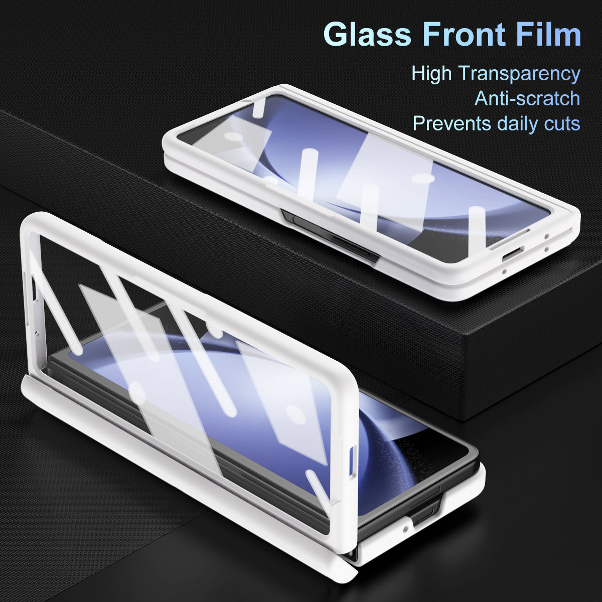 For Samsung Galaxy Z Fold6 5G Case Hard PC Phone Cover with Stylus and Tempered Glass Film - White