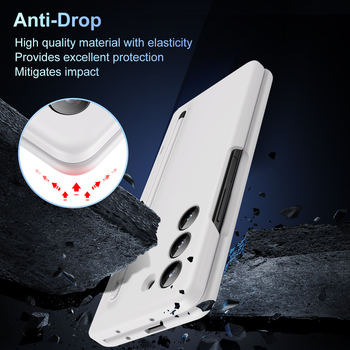For Samsung Galaxy Z Fold6 5G Case Hard PC Phone Cover with Stylus and Tempered Glass Film - White