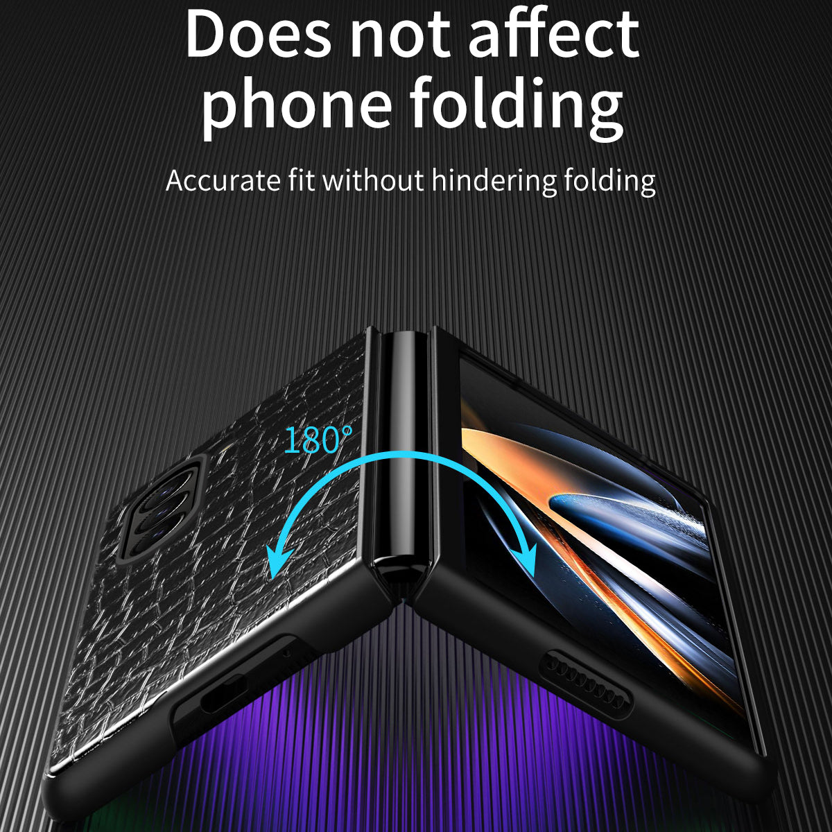 For Samsung Galaxy Z Fold6 5G Case Crocodile Texture Leather Coated PC Hard Phone Cover - Black
