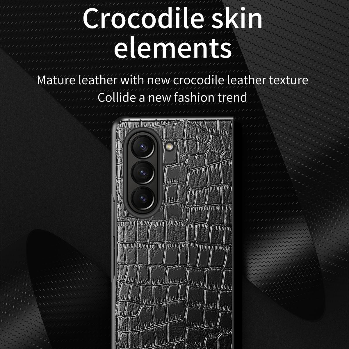 For Samsung Galaxy Z Fold6 5G Case Crocodile Texture Leather Coated PC Hard Phone Cover - Red