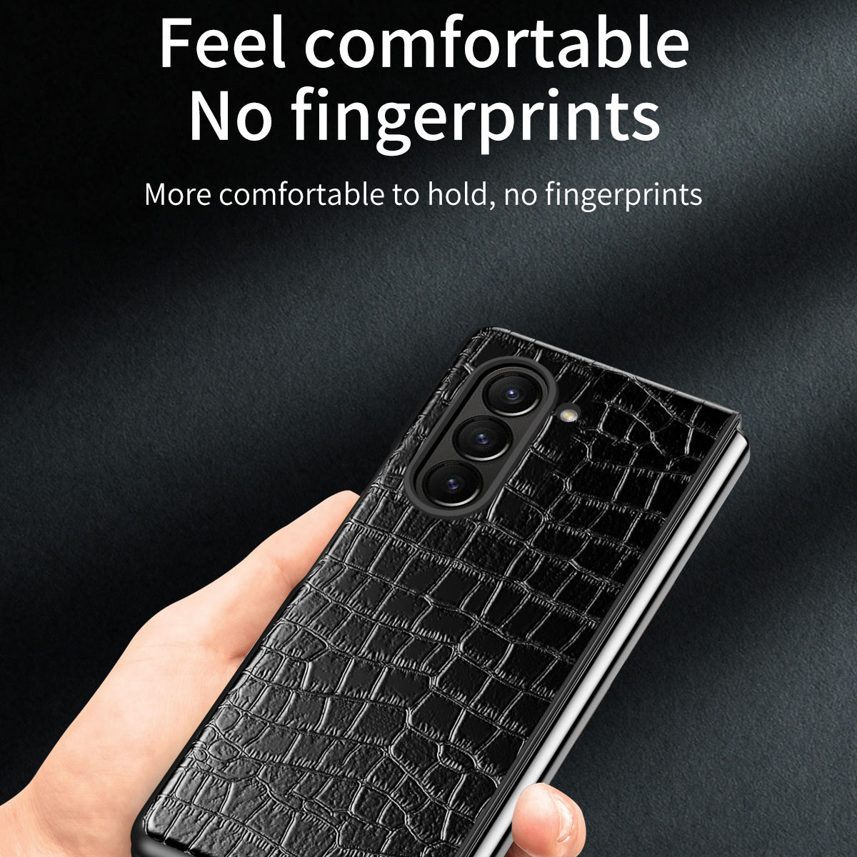 For Samsung Galaxy Z Fold6 5G Case Crocodile Texture Leather Coated PC Hard Phone Cover - Red