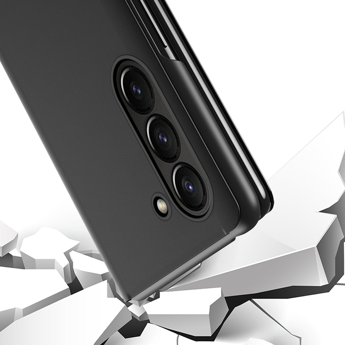 For Samsung Galaxy Z Fold6 5G Case View Window PU Leather+PC Electroplating Phone Cover - Black