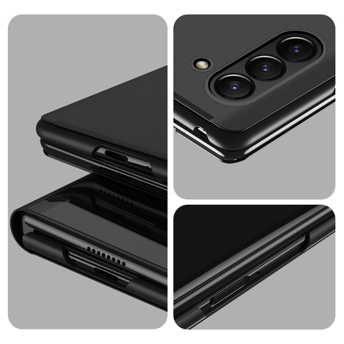 For Samsung Galaxy Z Fold6 5G Case View Window PU Leather+PC Electroplating Phone Cover - Silver