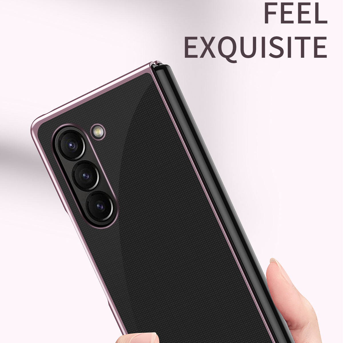 For Samsung Galaxy Z Fold6 5G Case Clear PC Electroplating Hard Phone Cover - Black