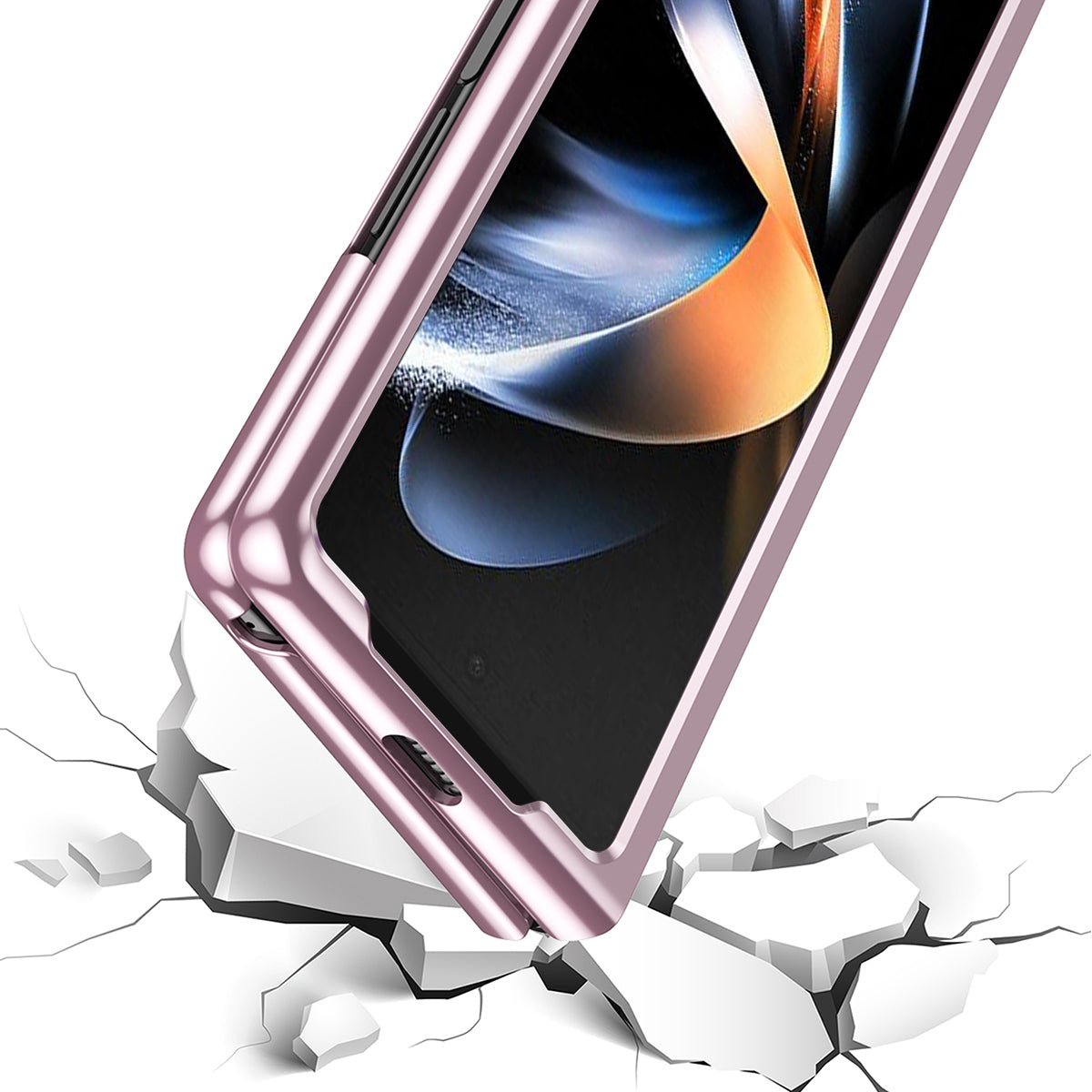 For Samsung Galaxy Z Fold6 5G Case Clear PC Electroplating Hard Phone Cover - Black