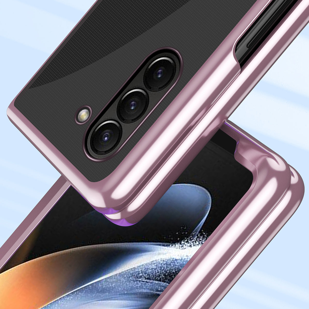 For Samsung Galaxy Z Fold6 5G Case Clear PC Electroplating Hard Phone Cover - Sapphire
