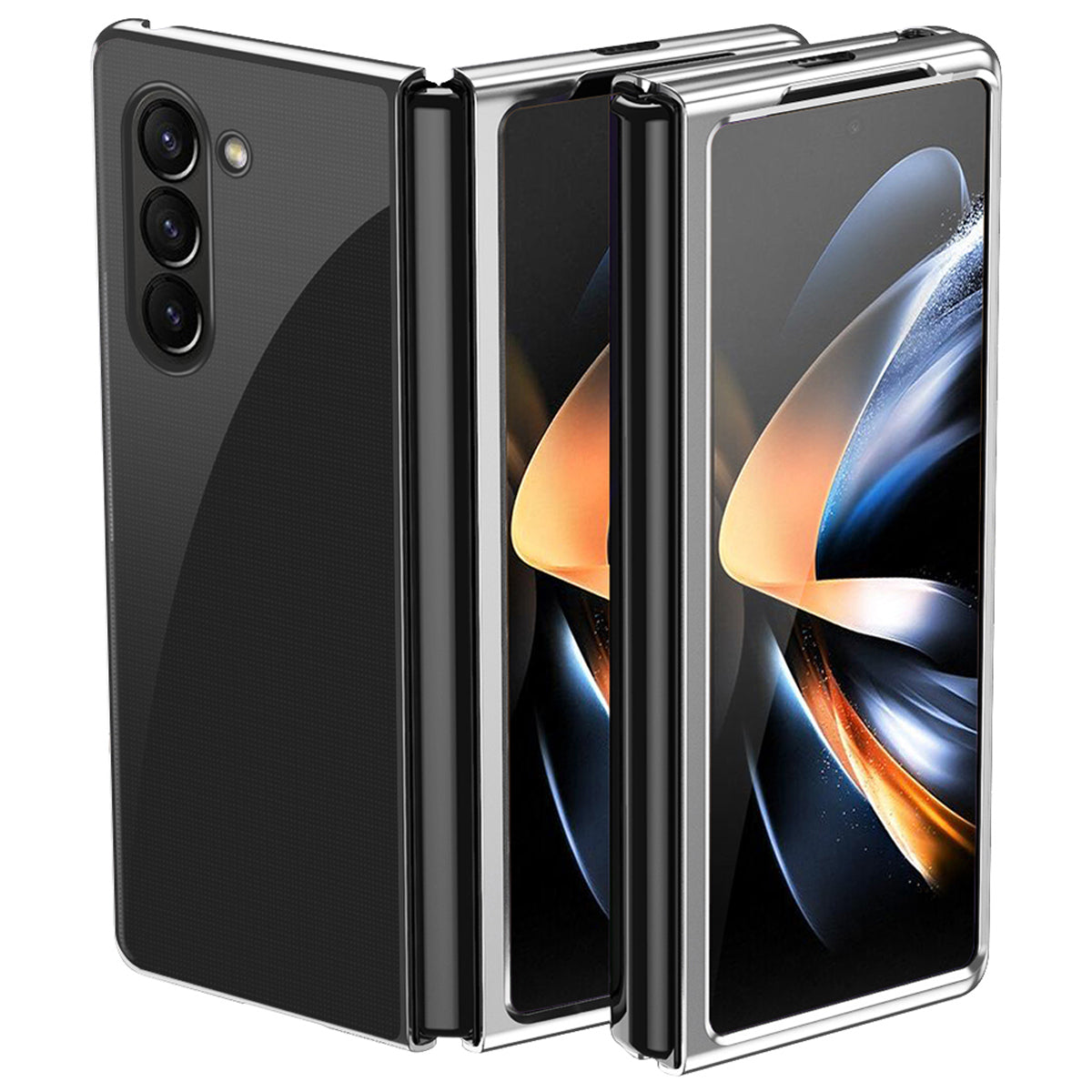 For Samsung Galaxy Z Fold6 5G Case Clear PC Electroplating Hard Phone Cover - Silver