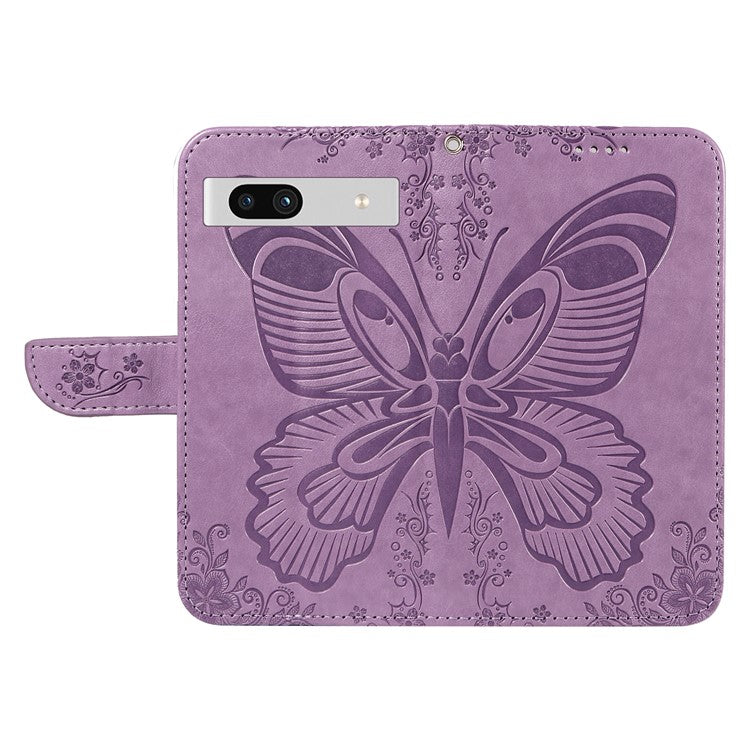 For Google Pixel 7a Case Swallowtail Butterfly Wallet PU Leather Phone Cover - Light Purple