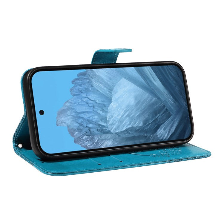 For Google Pixel 9 / 9 Pro Case Pattern Imprint Scratch Resistant Leather Wallet Phone Cover - Blue